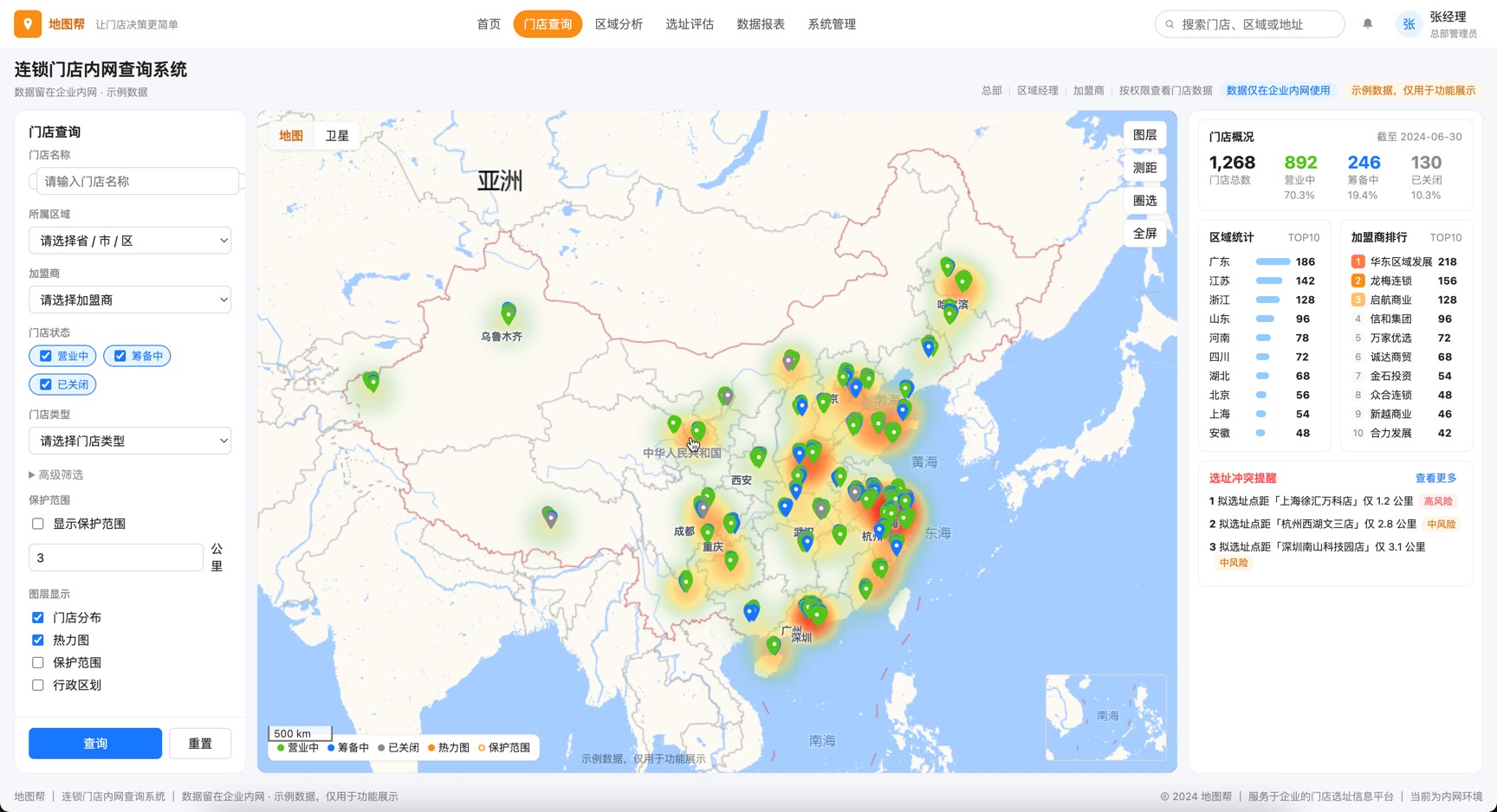 连锁门店内网查询系统示意